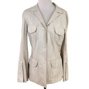 Sylvie Schimmel Paris Off White Lamb Leather Soft Jacket Size 38 / 6